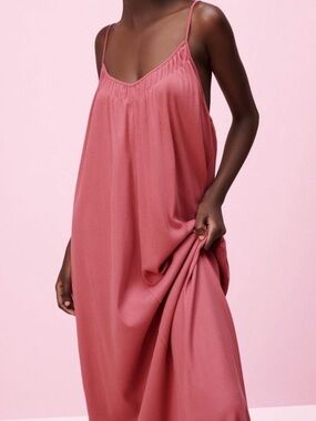 Zara Dusty Rose Maxi Slip Dress